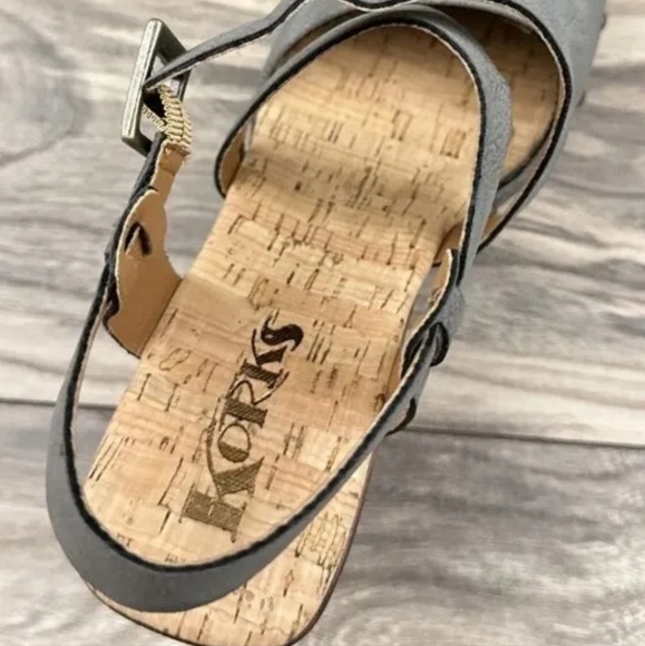 Korks Kork Ease Wendy Cross Strap Studded Clog Platform Sandal Grey NEW - Picture 5 of 7